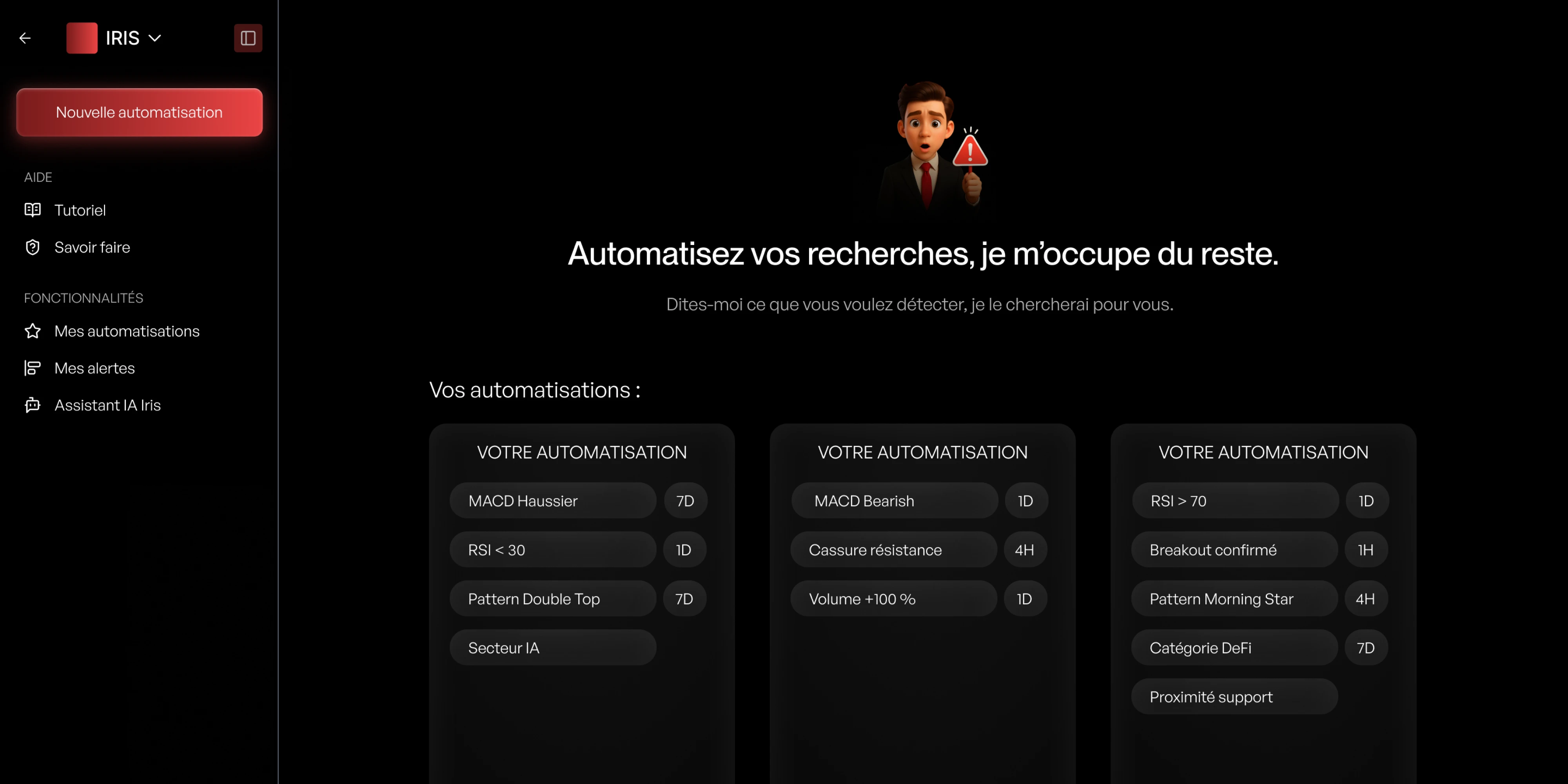 Visual representation for tip: Stan automates your crypto alerts and routines according to your personal strategy.