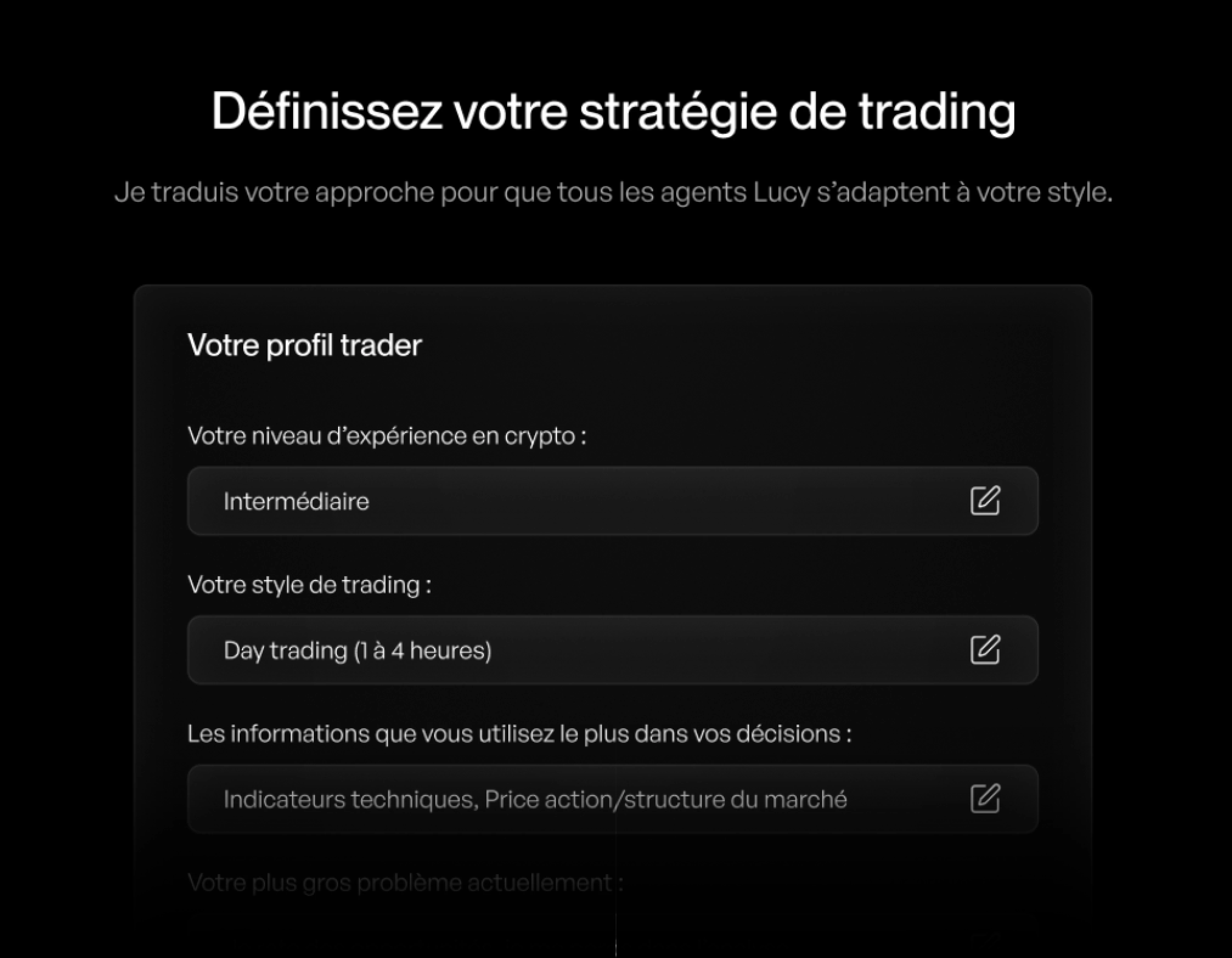 Trading strategy configuration