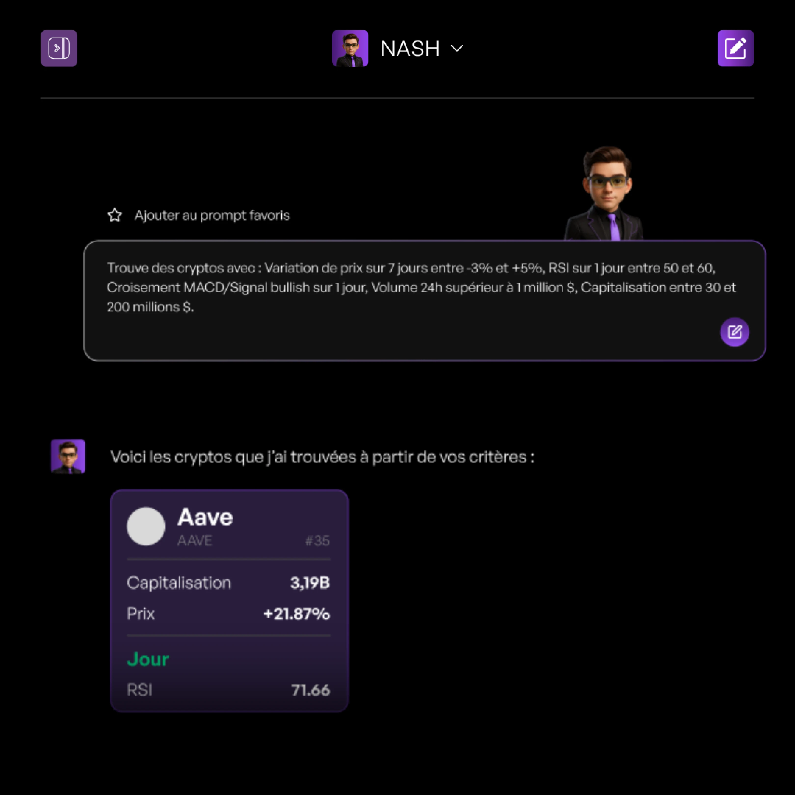 Visual representation for tip: Save precious time by letting Nash filter through thousands of available assets.